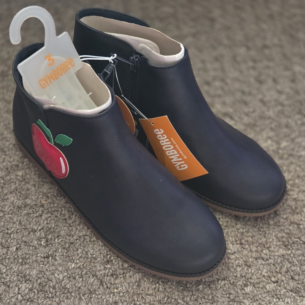 Gymboree Kids Dark Blue Boots with Red Apple Accent
